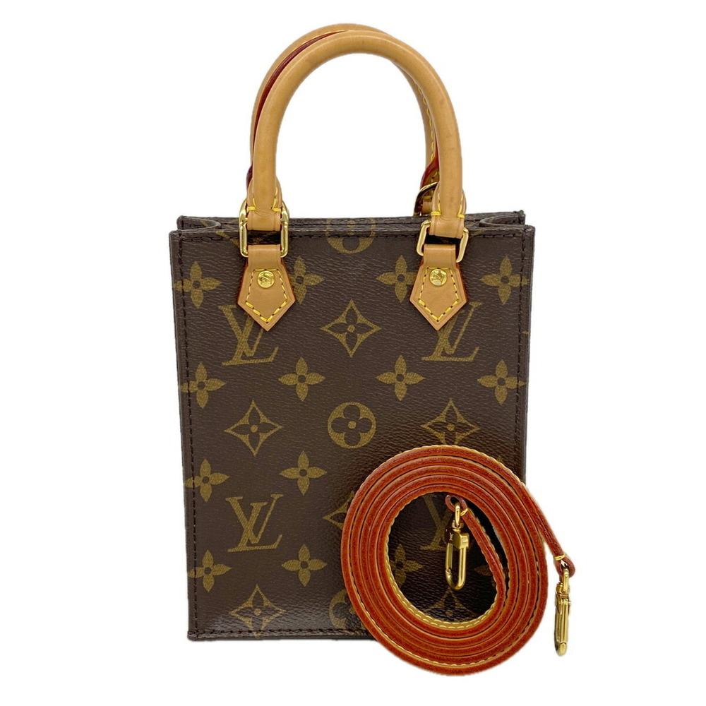 Louis Vuitton Monogram Petite Sac Plat Handbag M81295 Brown 2-way bag for women